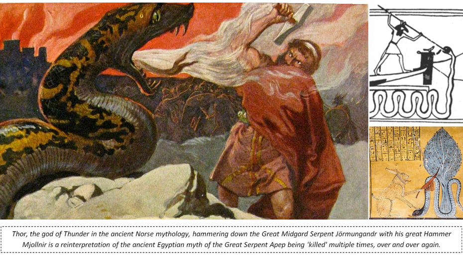 Thor Hammer Norse God of Thunder Great Serpent Jormungand Killed Underworld